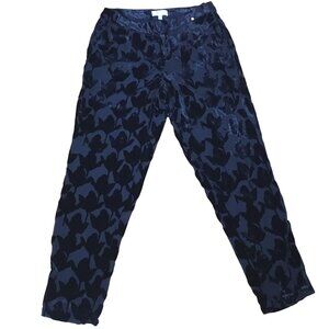 ANTHROPOLOGIE Harlyn Black Floral Velvet Burnout Pant Sz 2 Straight Leg Mid Rise